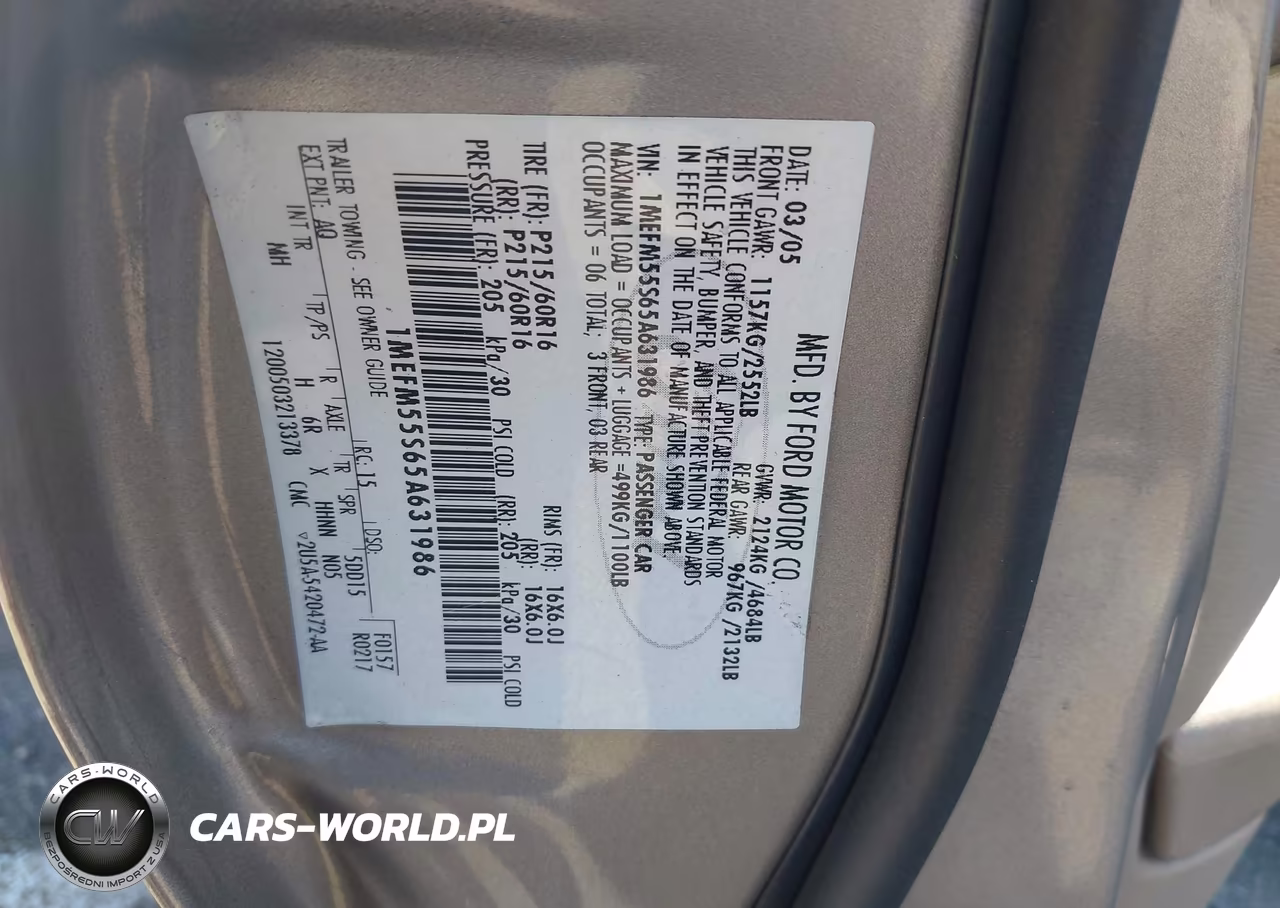 2005 Mercury Sable Ls VIN:1MEFM55S65A631986 - 9