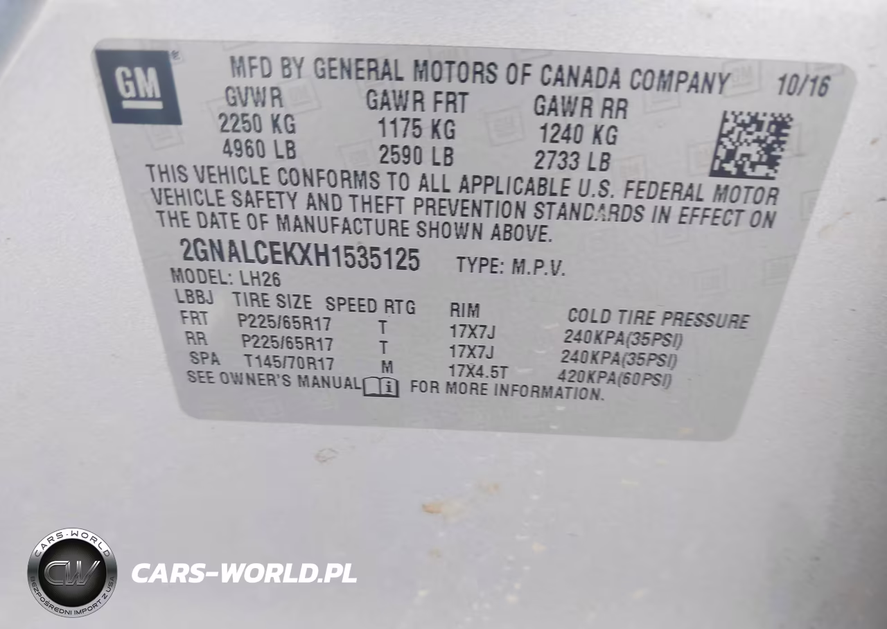 2017 Chevrolet Equinox Lt VIN:2GNALCEKXH1535125 - 9