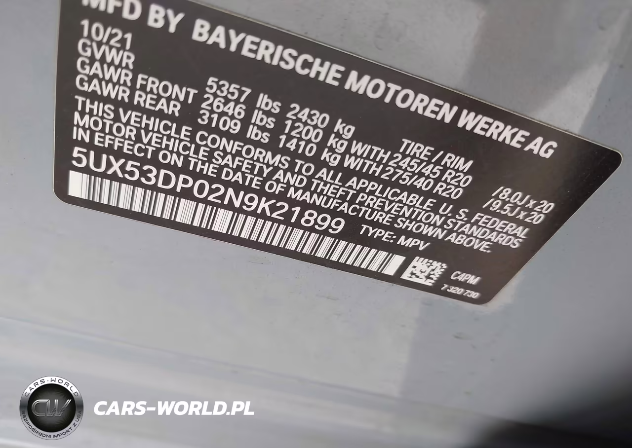 2022 BMW X3 xDrive30I VIN:5UX53DP02N9K21899 - 9