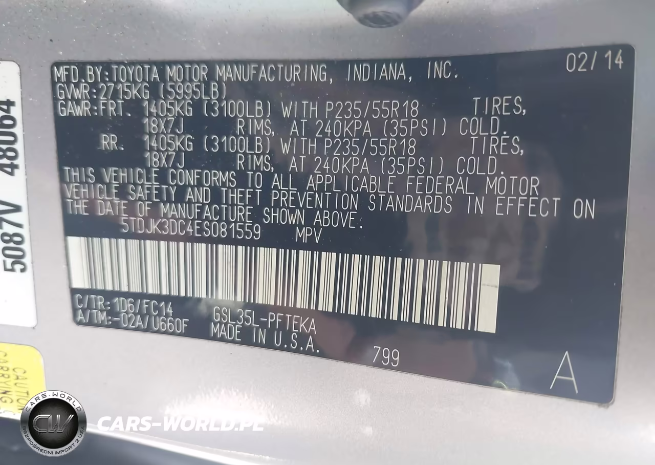 2014 Toyota Sienna Le 7 Passenger VIN:5TDJK3DC4ES081559 - 9