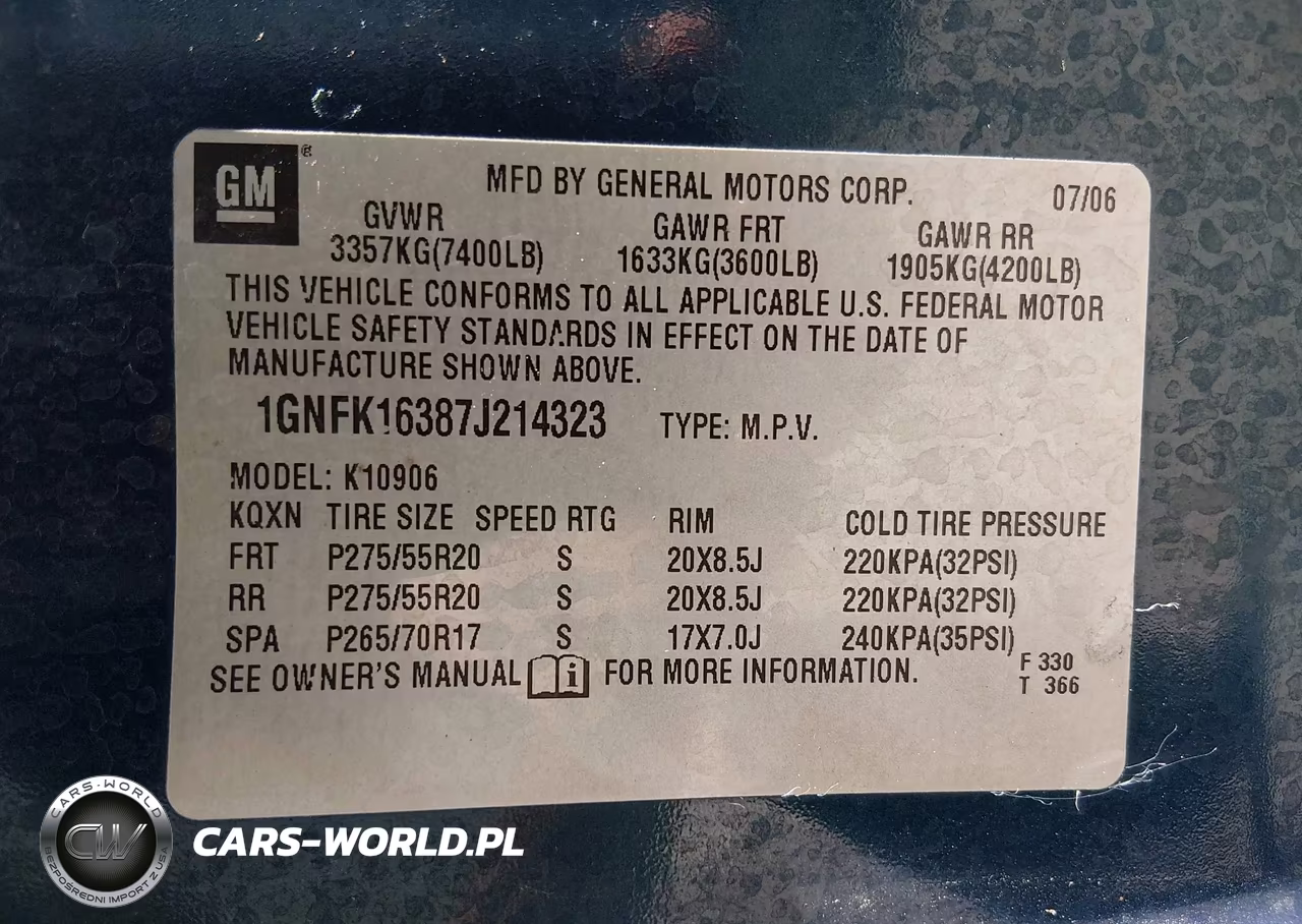 2007 Chevrolet Suburban Lt VIN:1GNFK16387J214323 - 9