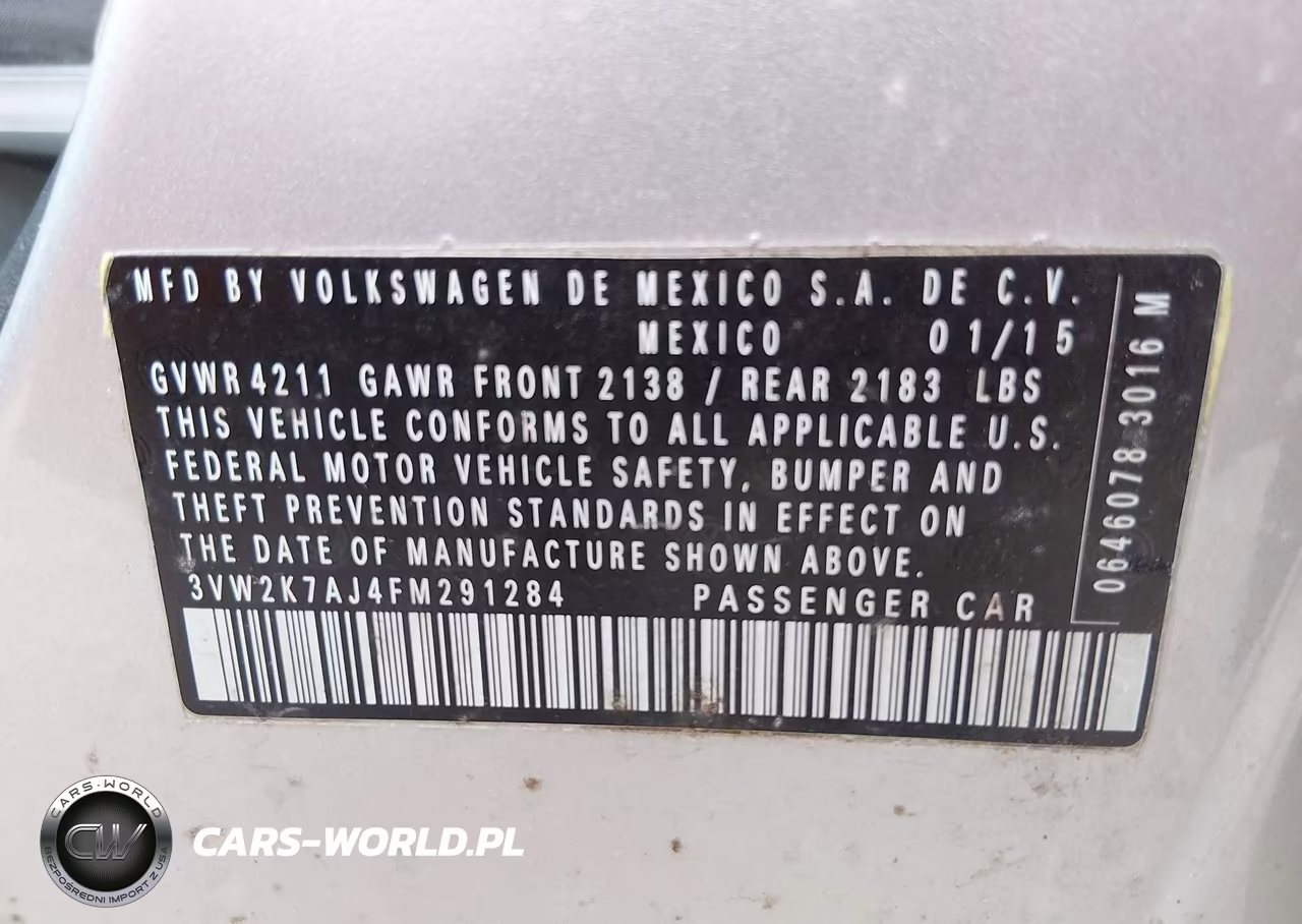 2015 Volkswagen Jetta 2.0L S VIN:3VW2K7AJ4FM291284 - 9