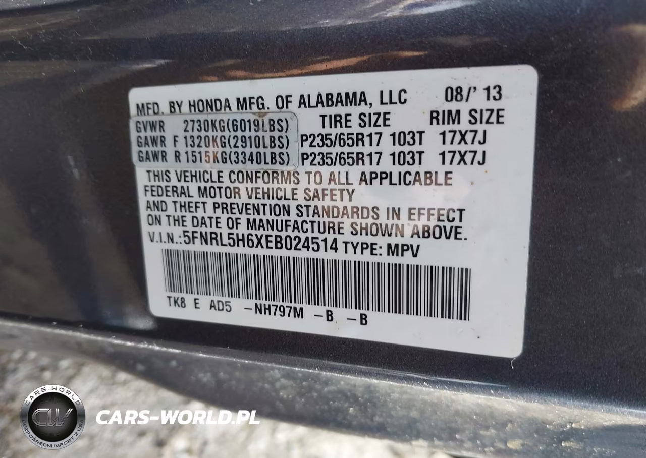 2014 Honda Odyssey Ex-L VIN:5FNRL5H6XEB024514 - 9
