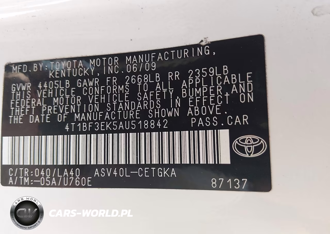 2010 Toyota Camry Xle VIN:4T1BF3EK5AU518842 - 9
