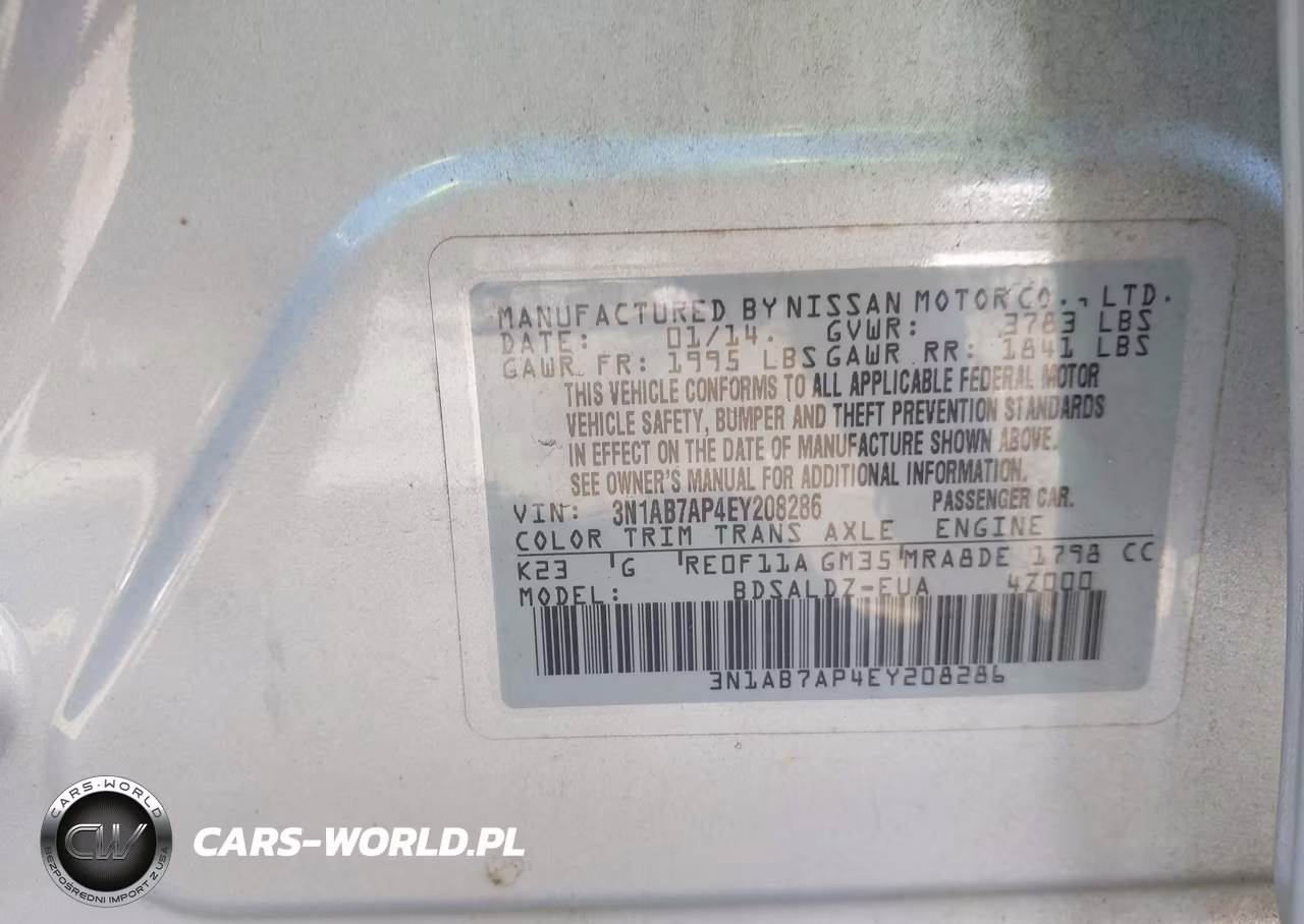 NISSAN SENTRA S VIN:3N1AB7AP4EY208286 - 9