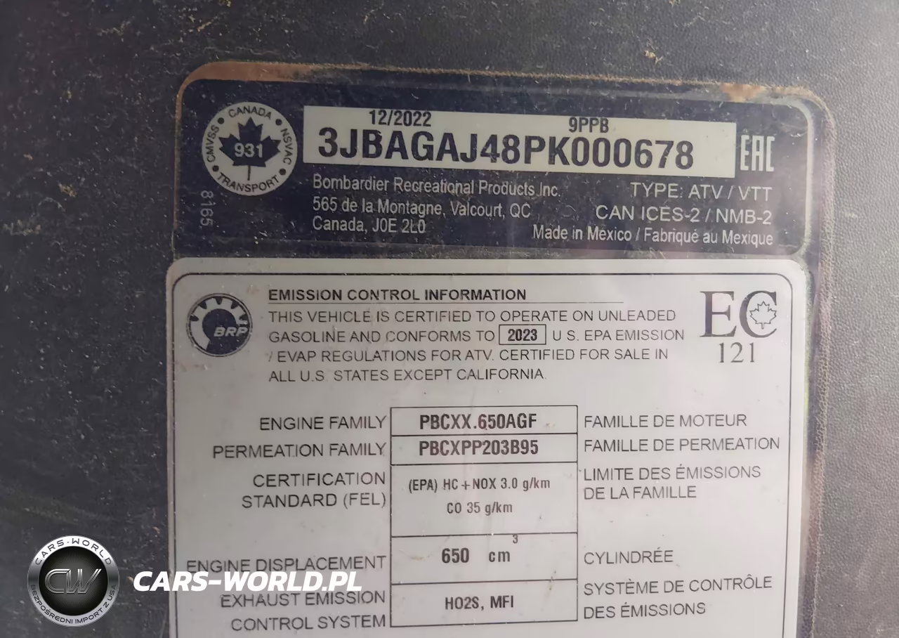 2023 Can-Am Commander Dps 700 VIN:3JBAGAJ48PK000678 - 10