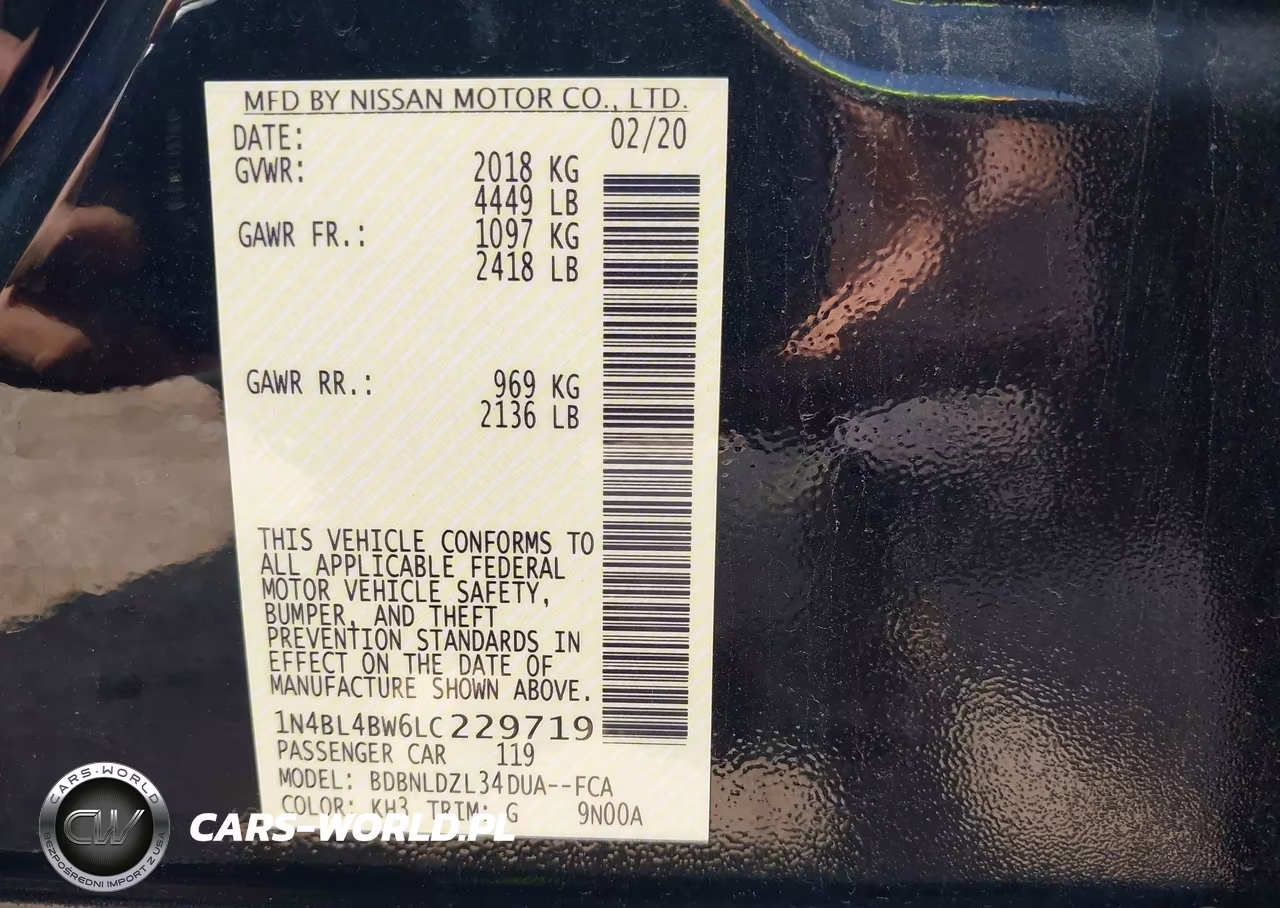 2020 Nissan Altima S Intelligent Awd VIN:1N4BL4BW6LC229719 - 9