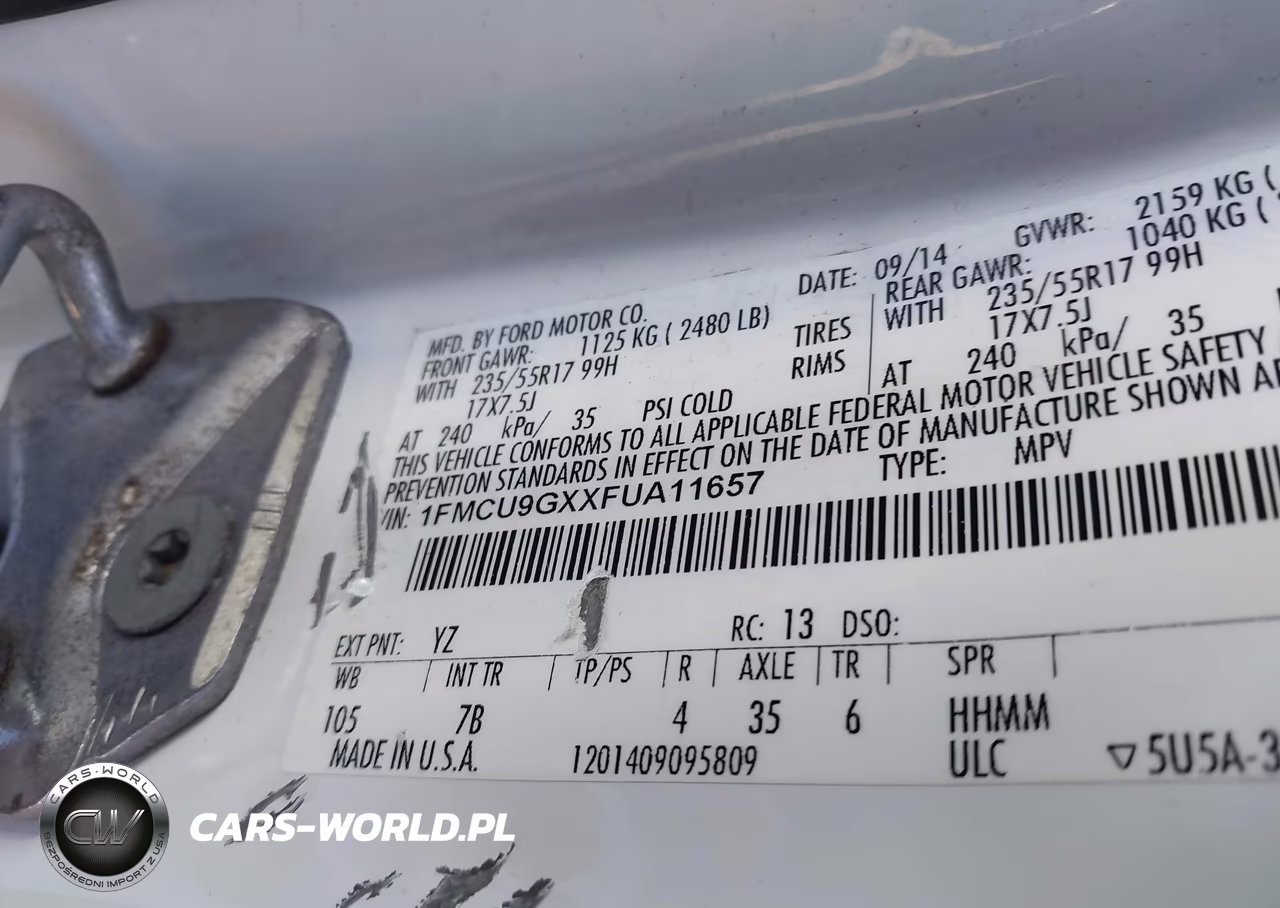 2015 Ford Escape Se VIN:1FMCU9GXXFUA11657 - 9