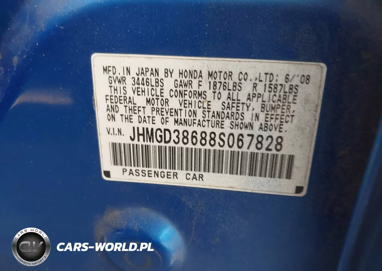 2008 Honda Fit Sport VIN:JHMGD38688S067828 - 9