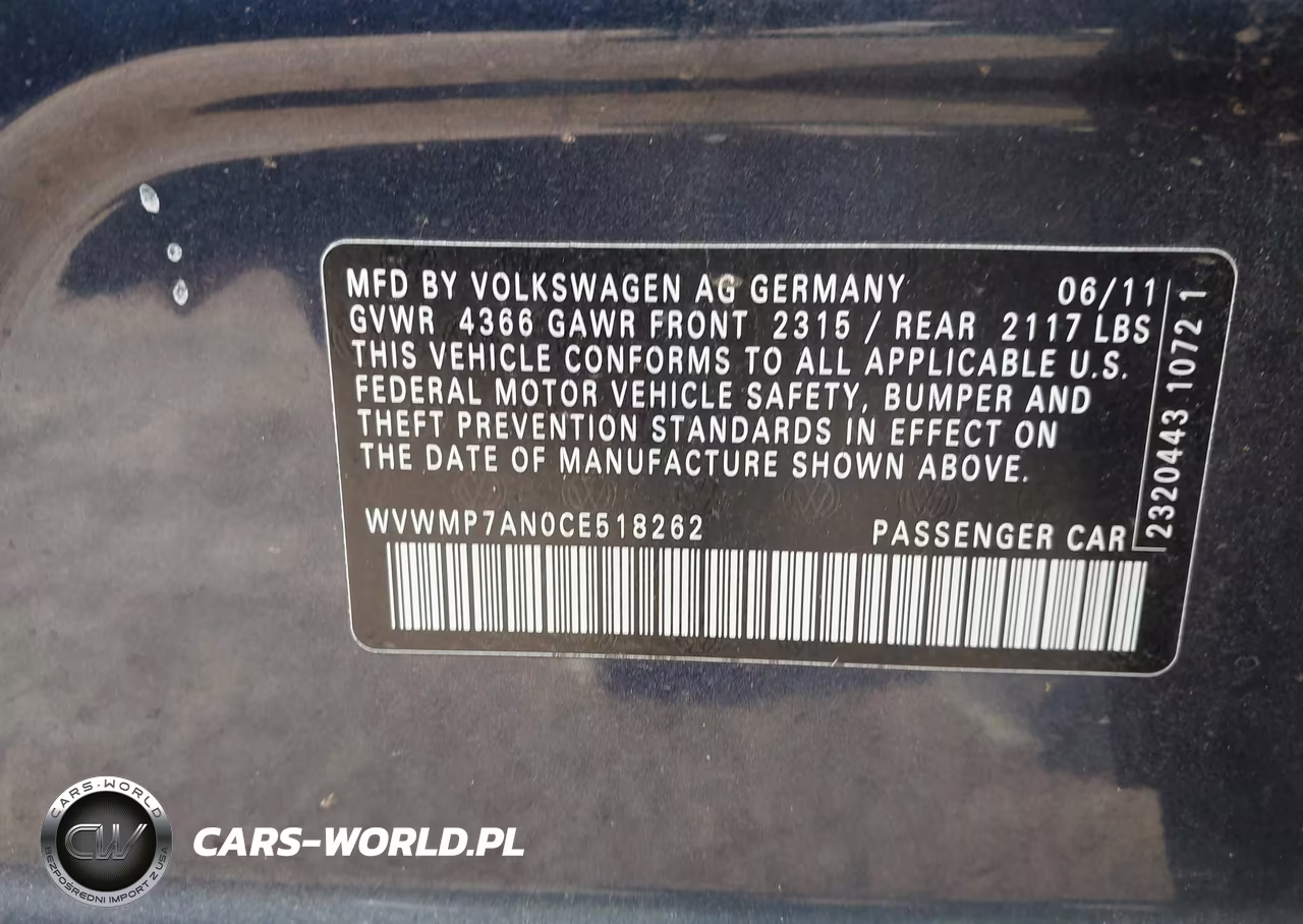 2012 Volkswagen Cc Sport VIN:WVWMP7AN0CE518262 - 9