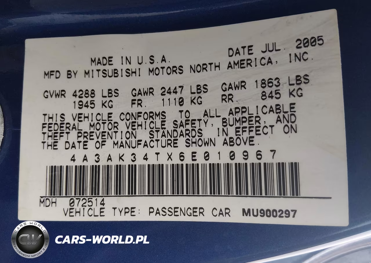 2006 Mitsubishi Eclipse Gt VIN:4A3AK34TX6E010967 - 9