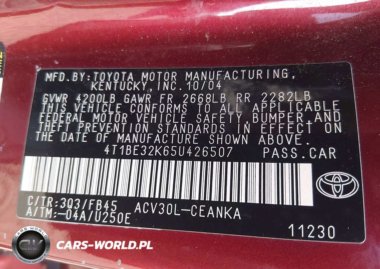 2005 Toyota Camry Le VIN:4T1BE32K65U426507 - 9