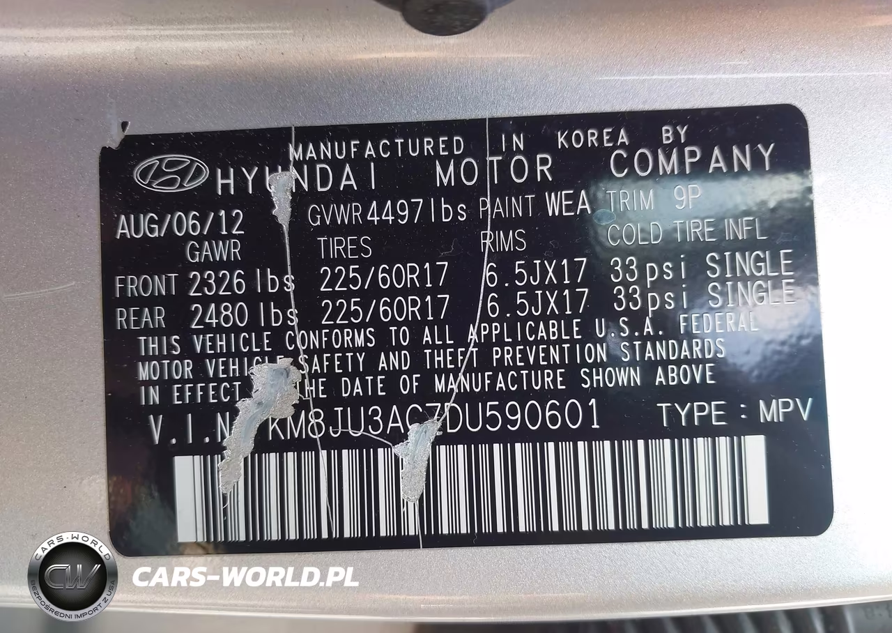 2013 Hyundai Tucson Gls VIN:KM8JU3AC7DU590601 - 9