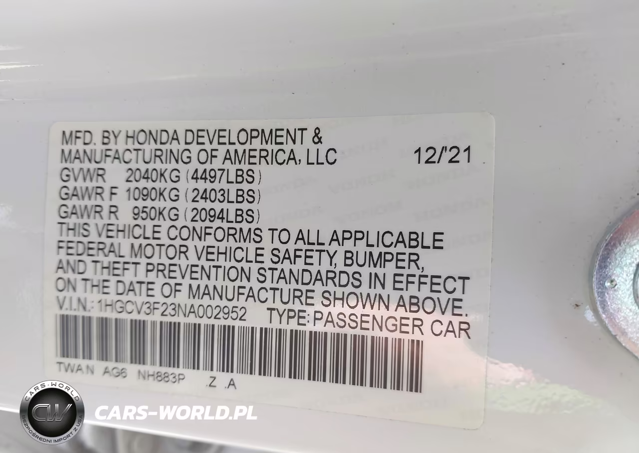 2022 Honda Accord Hybrid Sport VIN:1HGCV3F23NA002952 - 11