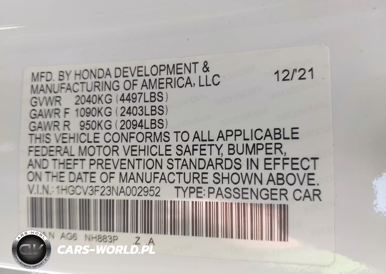 2022 Honda Accord Hybrid Sport VIN:1HGCV3F23NA002952 - 9