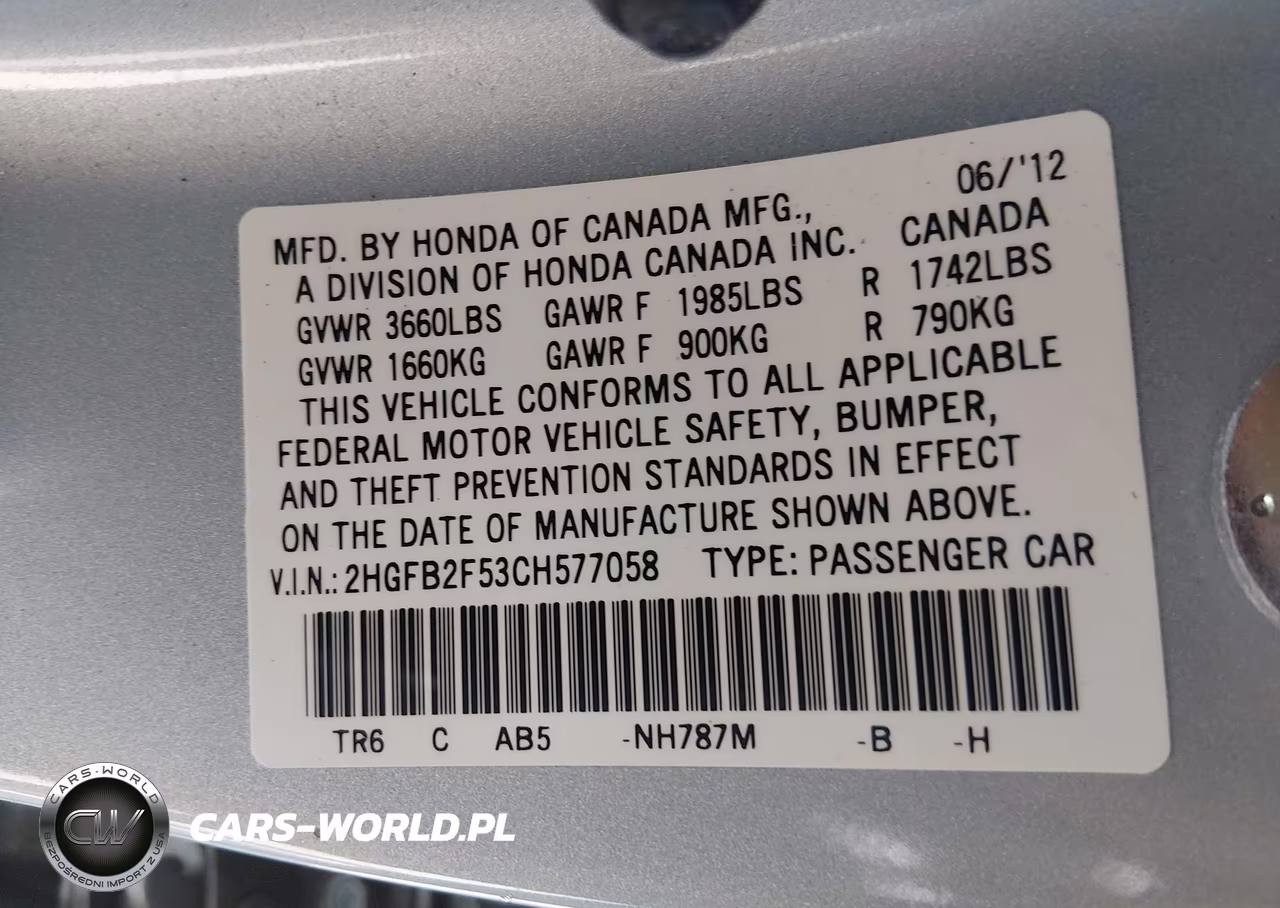 2012 Honda Civic Lx VIN:2HGFB2F53CH577058 - 9
