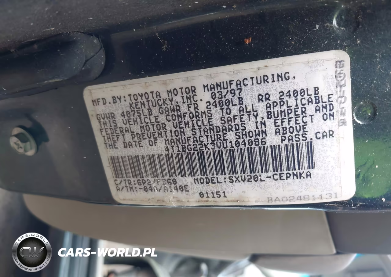 1997 Toyota Camry Le VIN:4T1BG22K3VU104086 - 9
