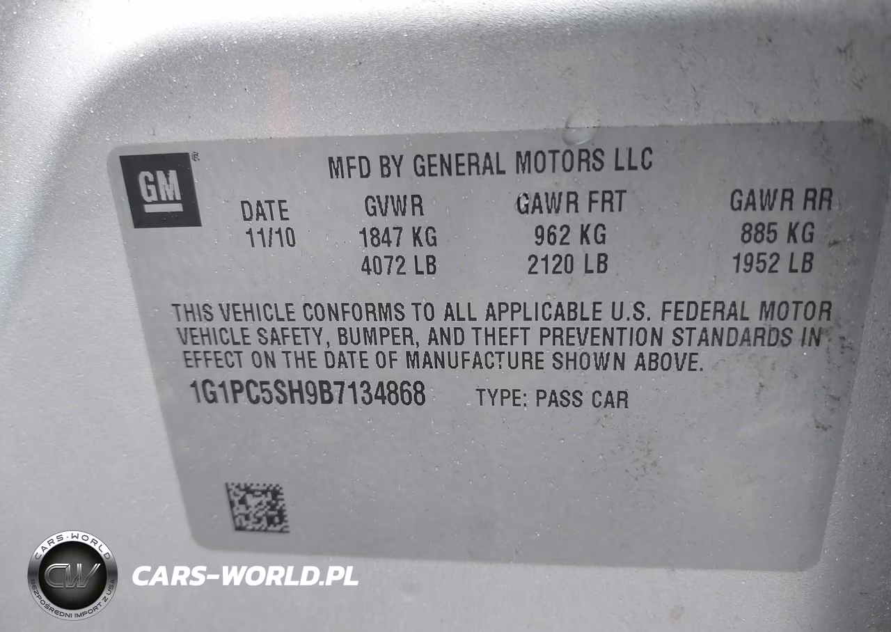2011 Chevrolet Cruze Ls VIN:1G1PC5SH9B7134868 - 9