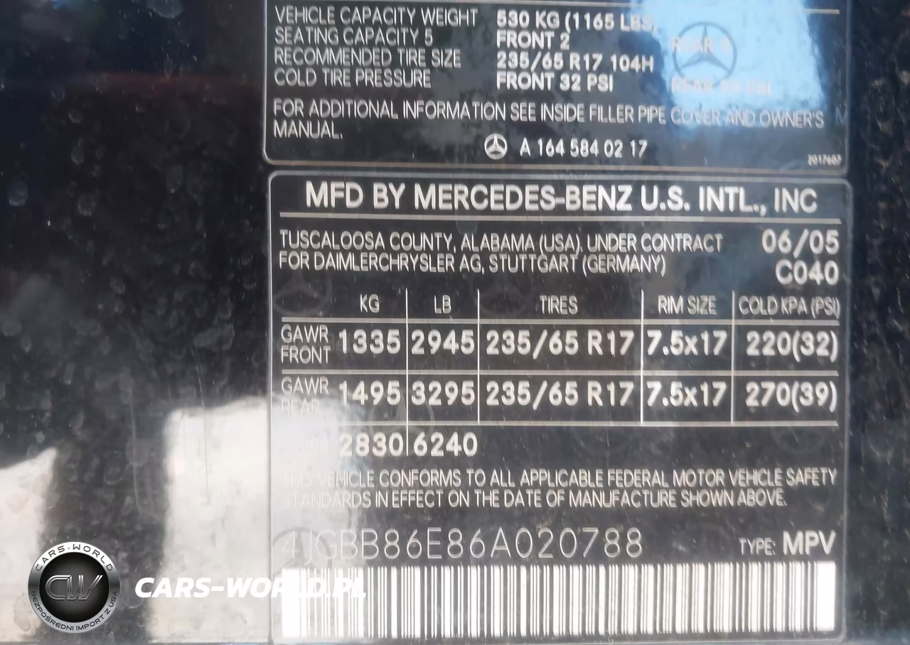 2006 Mercedes-Benz Ml 350 4Matic VIN:4JGBB86E86A020788 - 9