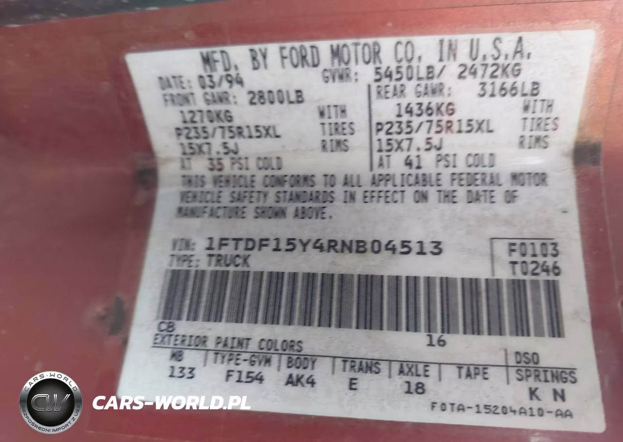 1994 Ford F150 VIN:1FTDF15Y4RNB04513 - 9