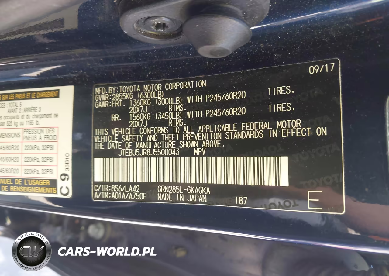 2018 Toyota 4Runner Limited VIN:JTEBU5JR8J5500043 - 9