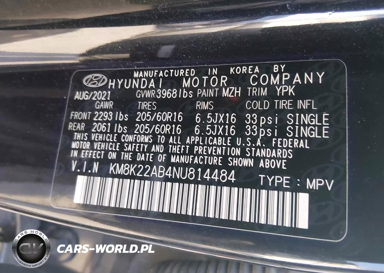 2022 Hyundai Kona Se VIN:KM8K22AB4NU814484 - 9