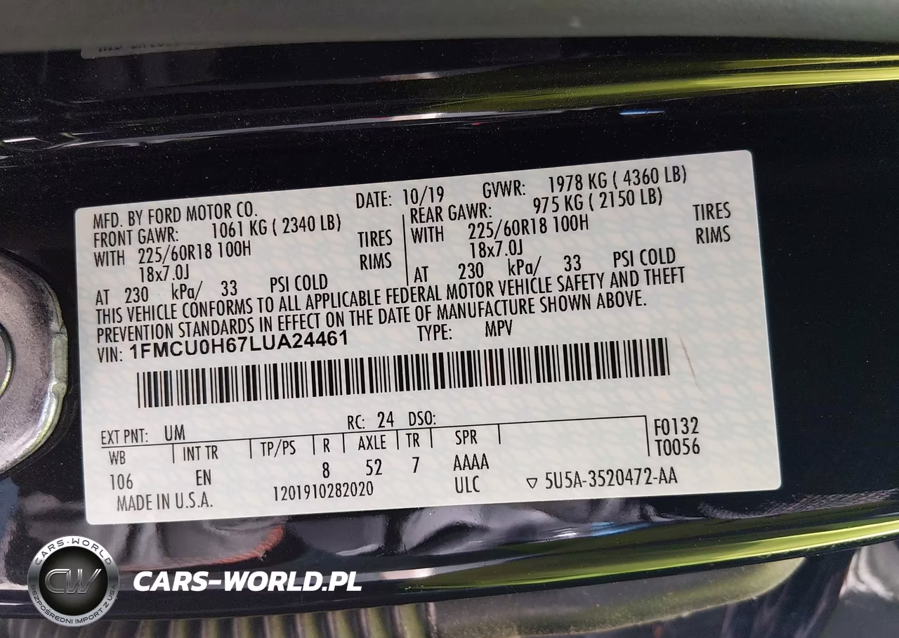 2020 Ford Escape Sel VIN:1FMCU0H67LUA24461 - 9