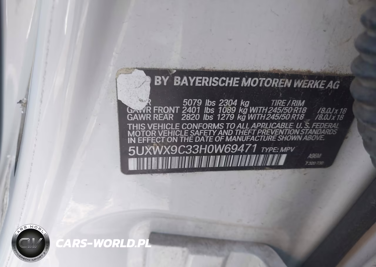 2017 BMW X3 xDrive28I VIN:5UXWX9C33H0W69471 - 9