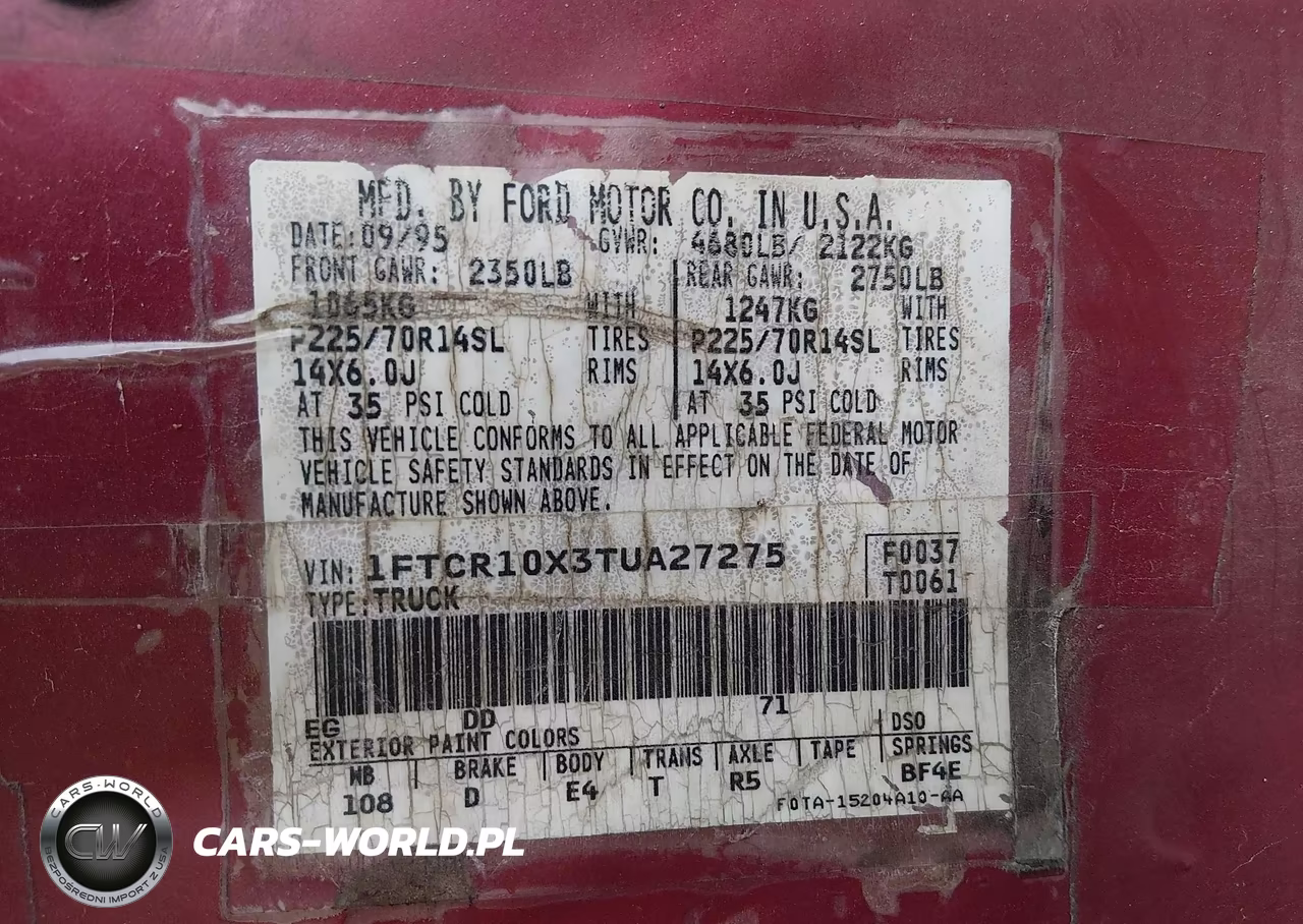 1996 Ford Ranger VIN:1FTCR10X3TUA27275 - 9