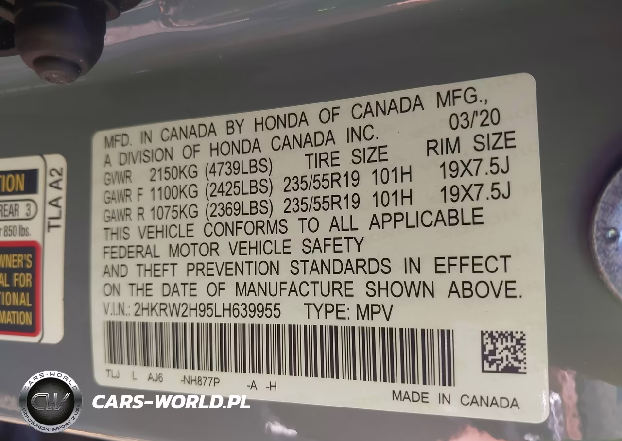 2020 Honda Cr-V Awd Touring VIN:2HKRW2H95LH639955 - 9
