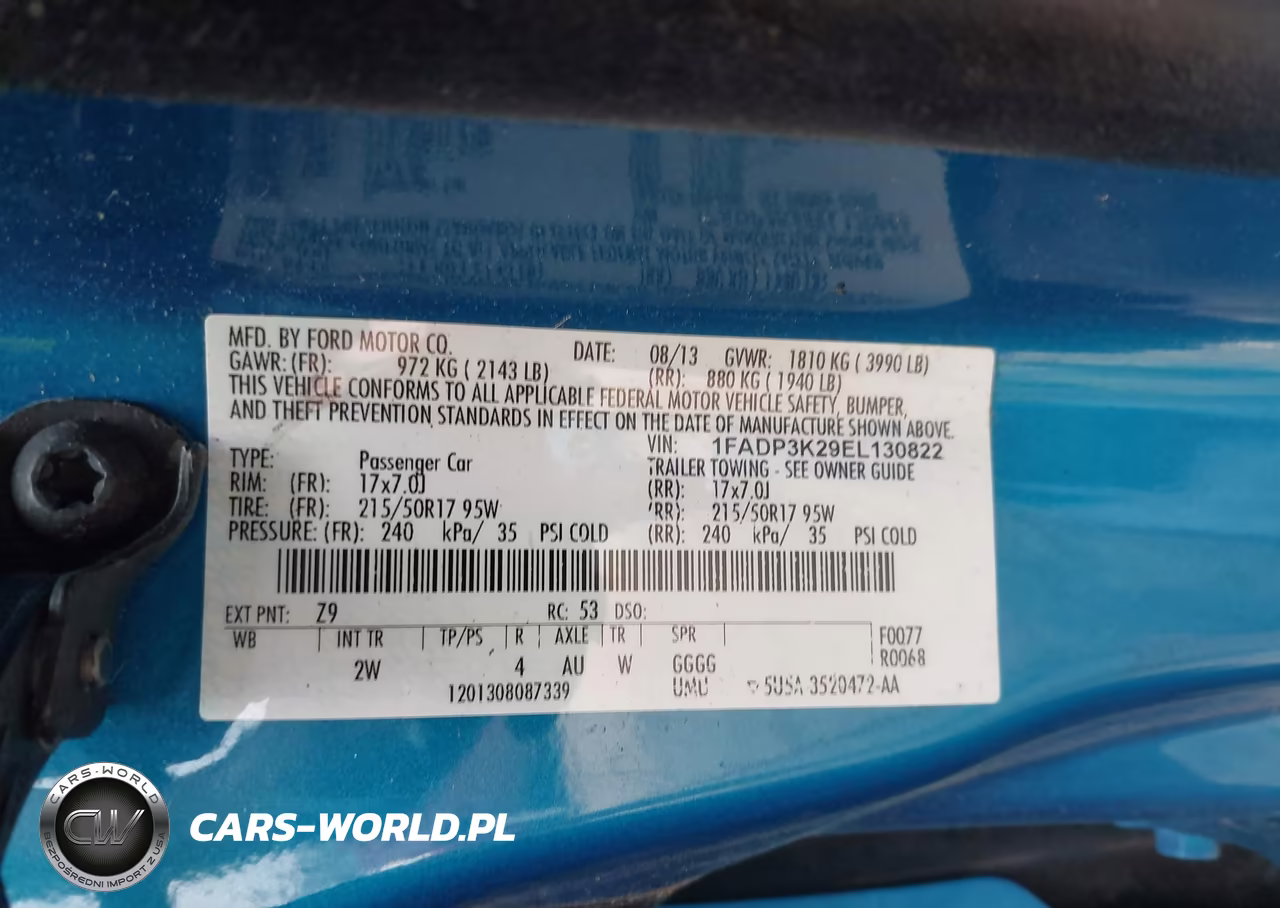 2014 Ford Focus Se VIN:1FADP3K29EL130822 - 9