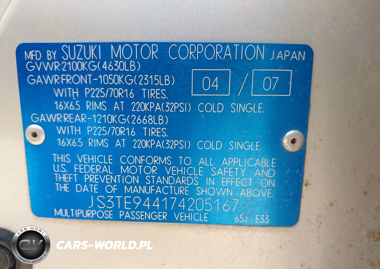 2007 Suzuki Grand Vitara Xsport VIN:JS3TE944174205167 - 9