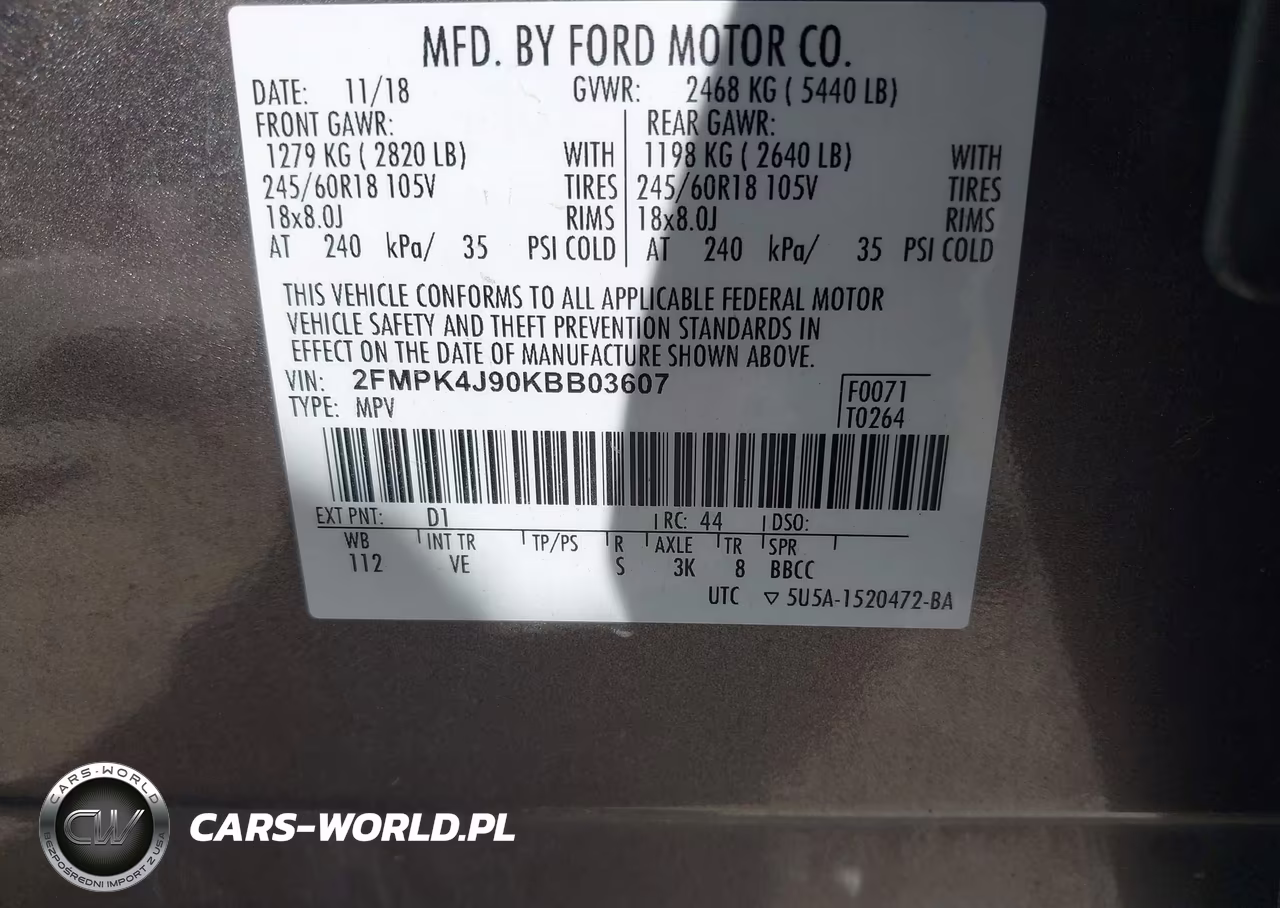 2019 Ford Edge Sel VIN:2FMPK4J90KBB03607 - 9