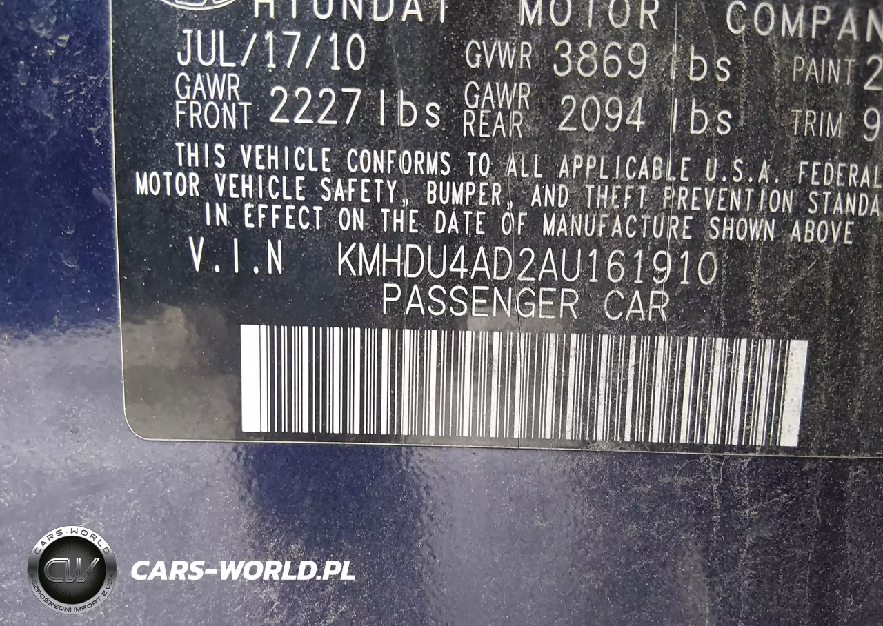 2010 Hyundai Elantra Gls VIN:KMHDU4AD2AU161910 - 9