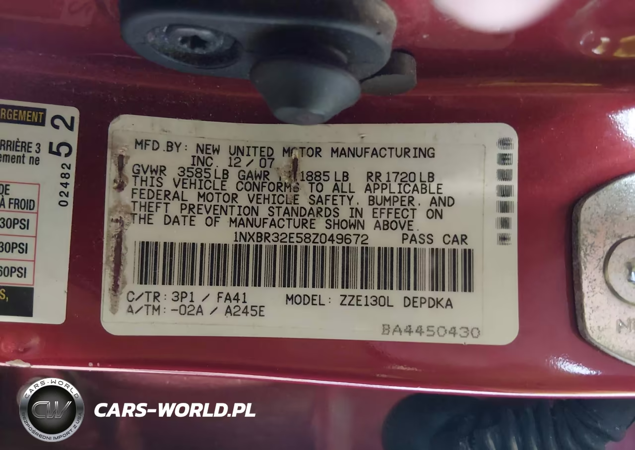 2008 Toyota Corolla Ce VIN:1NXBR32E58Z049672 - 9