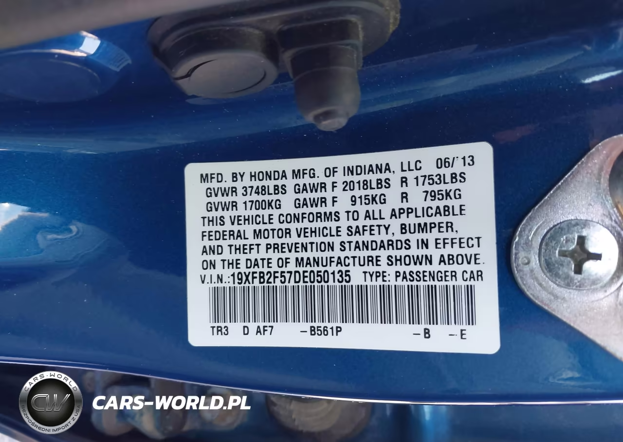 2013 Honda Civic Lx VIN:19XFB2F57DE050135 - 9