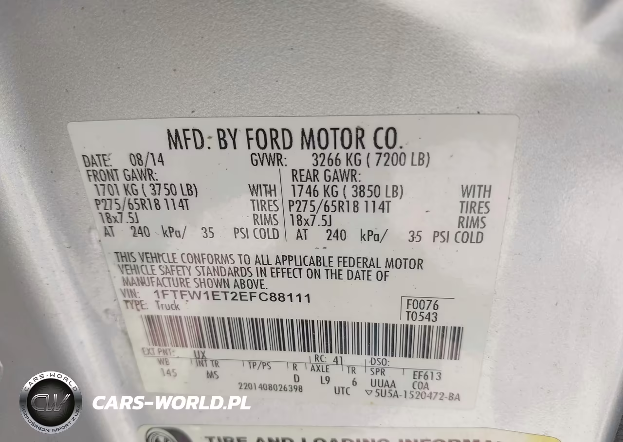 2014 Ford F-150 Xlt VIN:1FTFW1ET2EFC88111 - 9