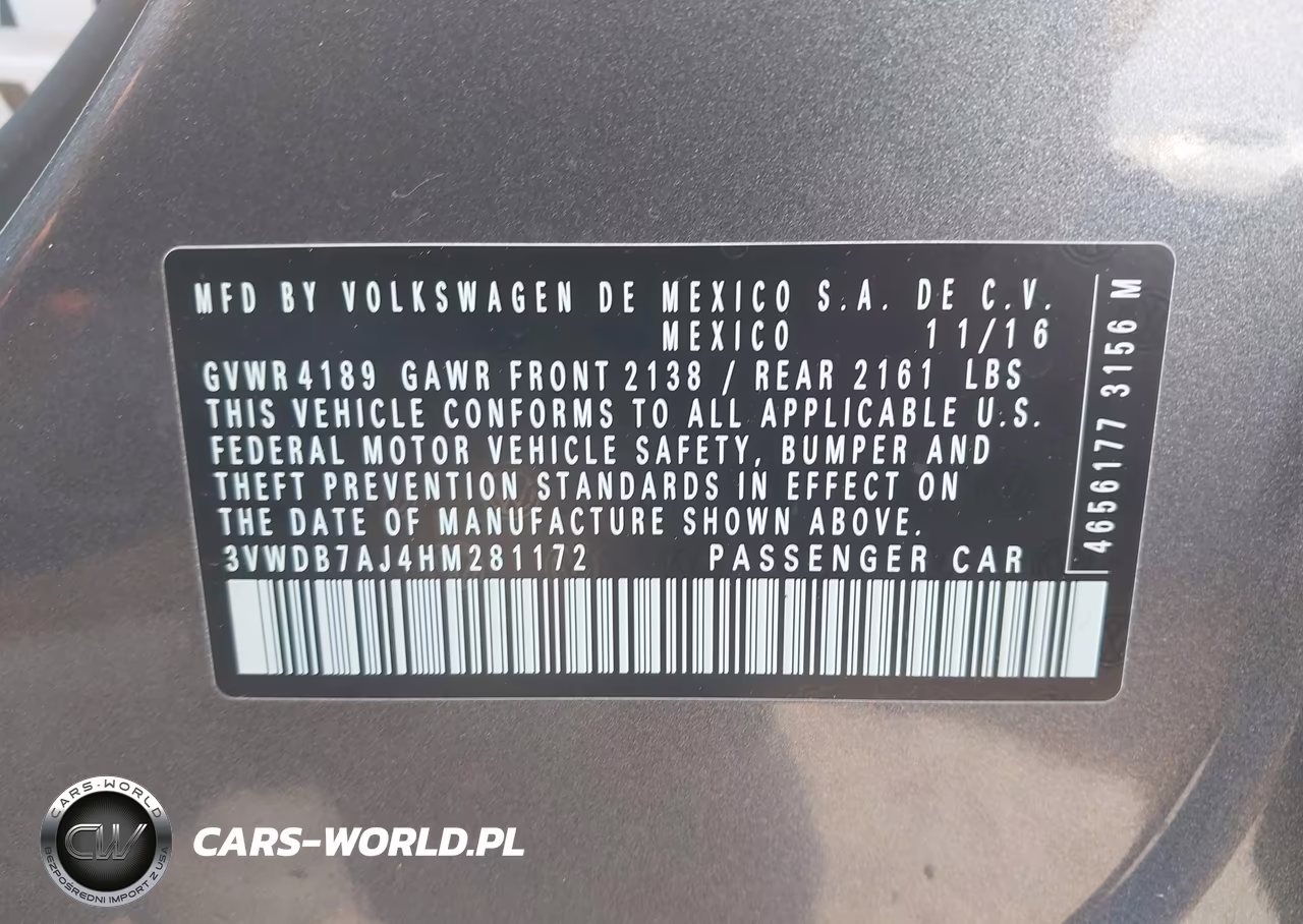 2017 Volkswagen Jetta 1.4T Se VIN:3VWDB7AJ4HM281172 - 9