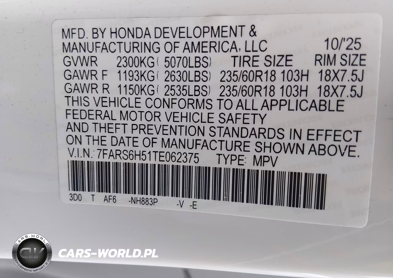 2026 Honda Cr-V Hybrid Awd Sport VIN:7FARS6H51TE062375 - 9