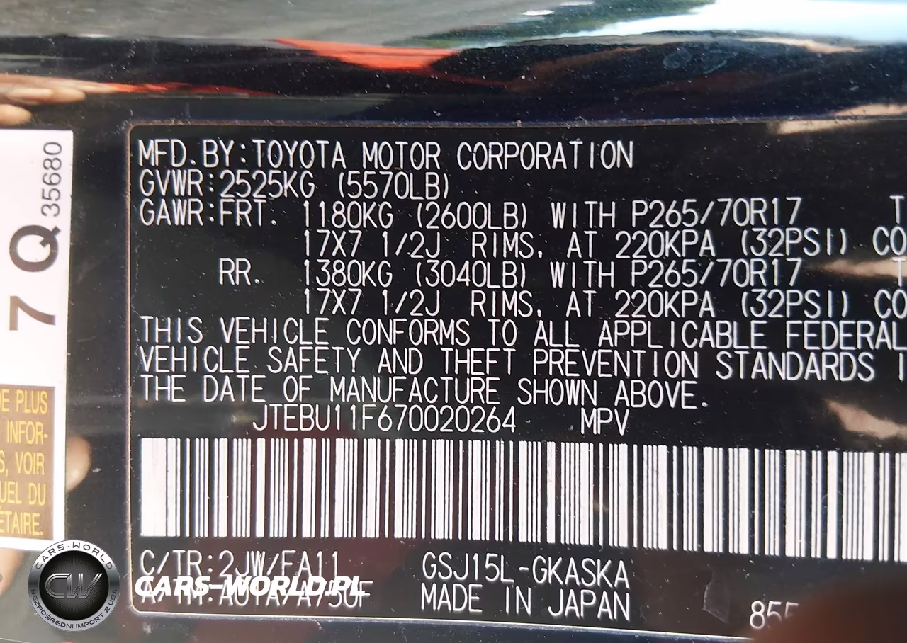 2007 Toyota Fj Cruiser VIN:JTEBU11F670020264 - 9