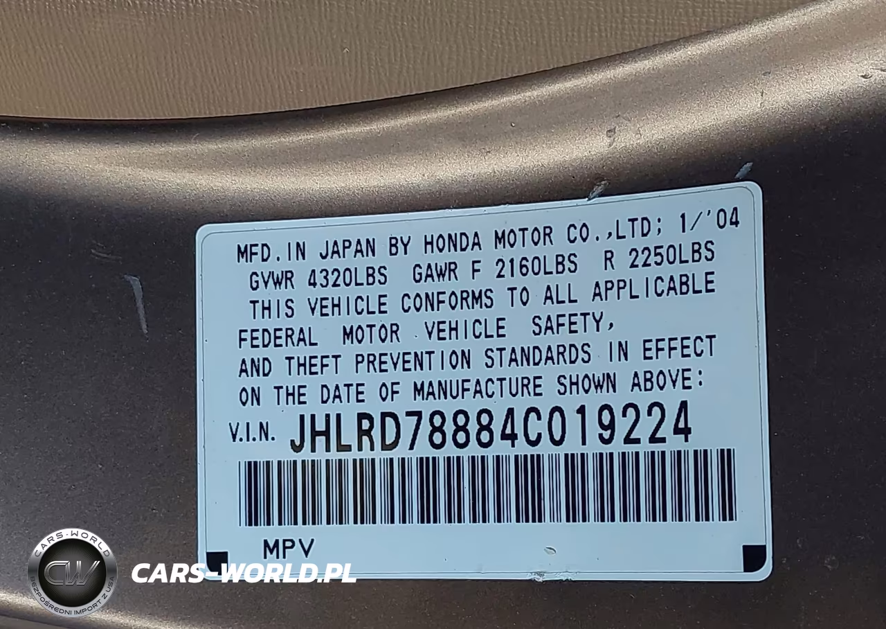 2004 Honda Cr-V Ex VIN:JHLRD78884C019224 - 9