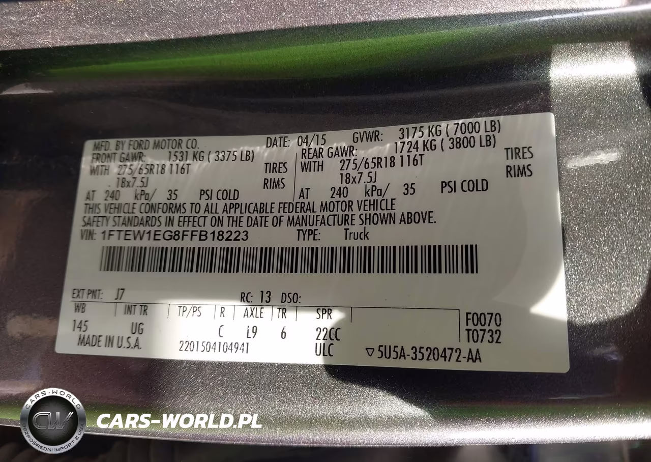 2015 Ford F150 Supercrew VIN:1FTEW1EG8FFB18223 - 9
