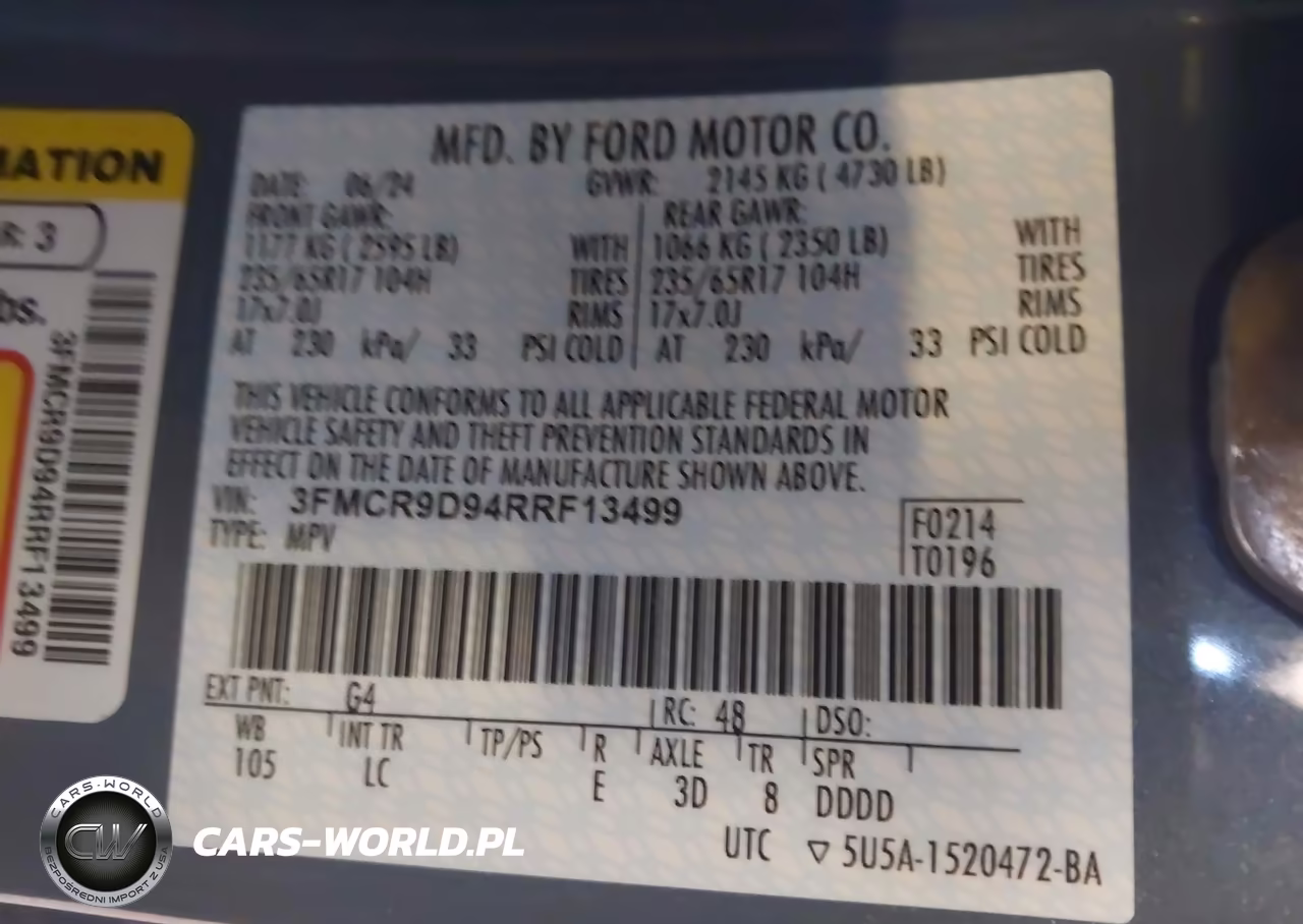 2024 Ford Bronco Sport Badlands VIN:3FMCR9D94RRF13499 - 9