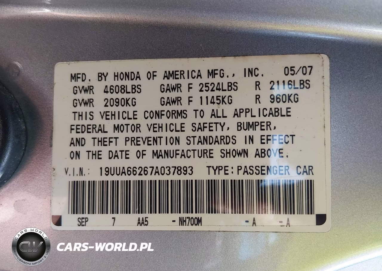 2007 Acura Tl 3.2 VIN:19UUA66267A037893 - 9
