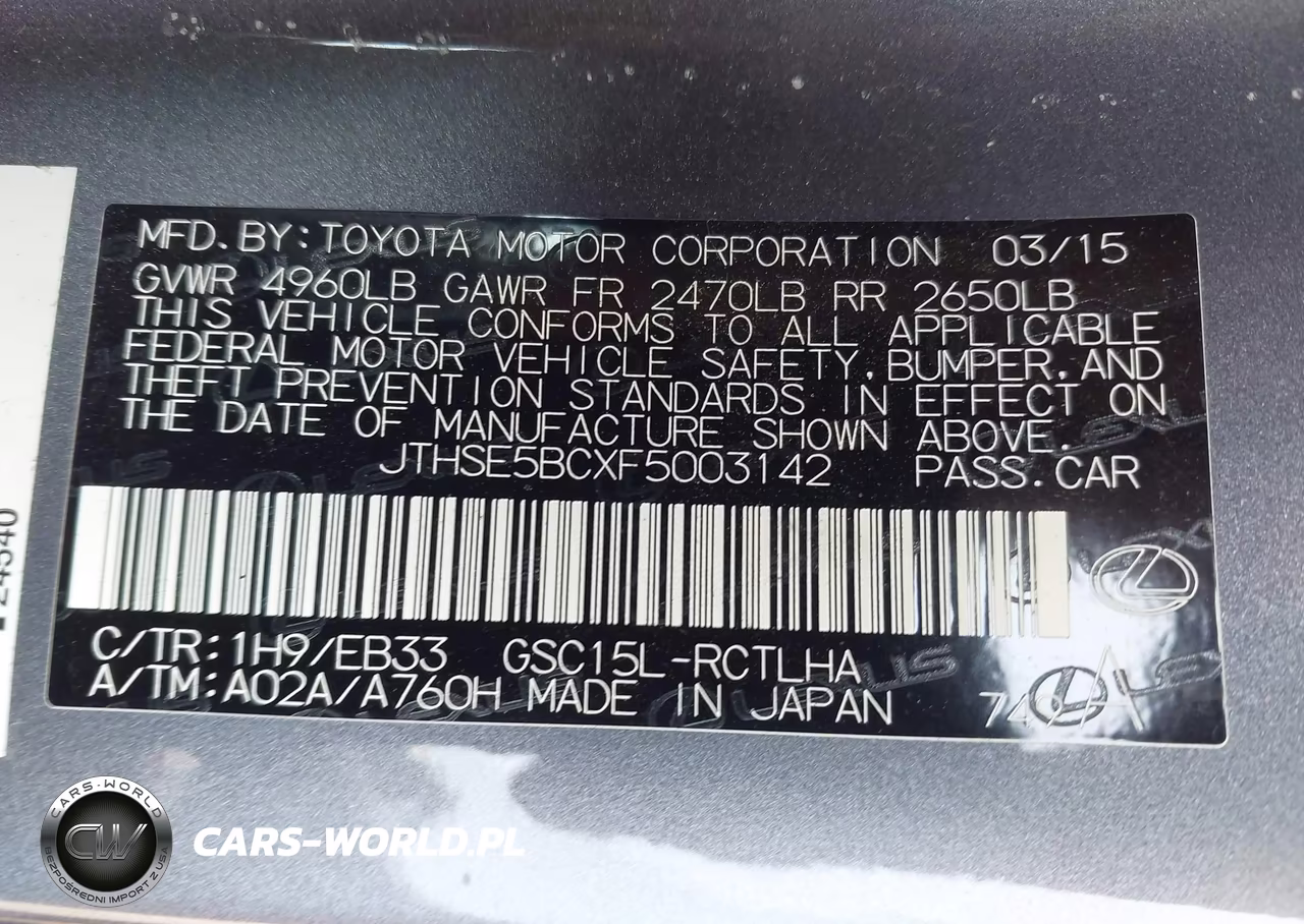 2015 Lexus Rc 350 VIN:JTHSE5BCXF5003142 - 9