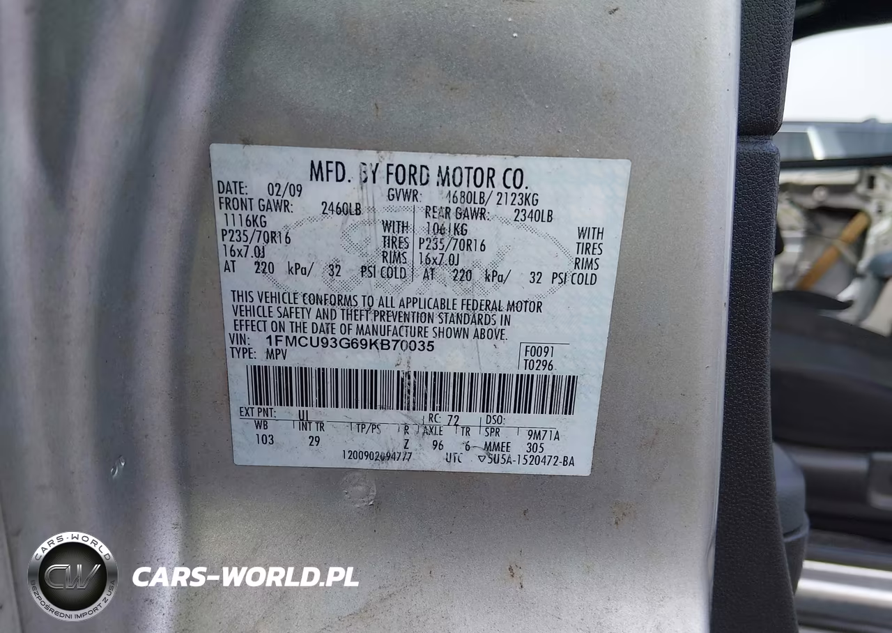 2009 Ford Escape Xlt VIN:1FMCU93G69KB70035 - 9