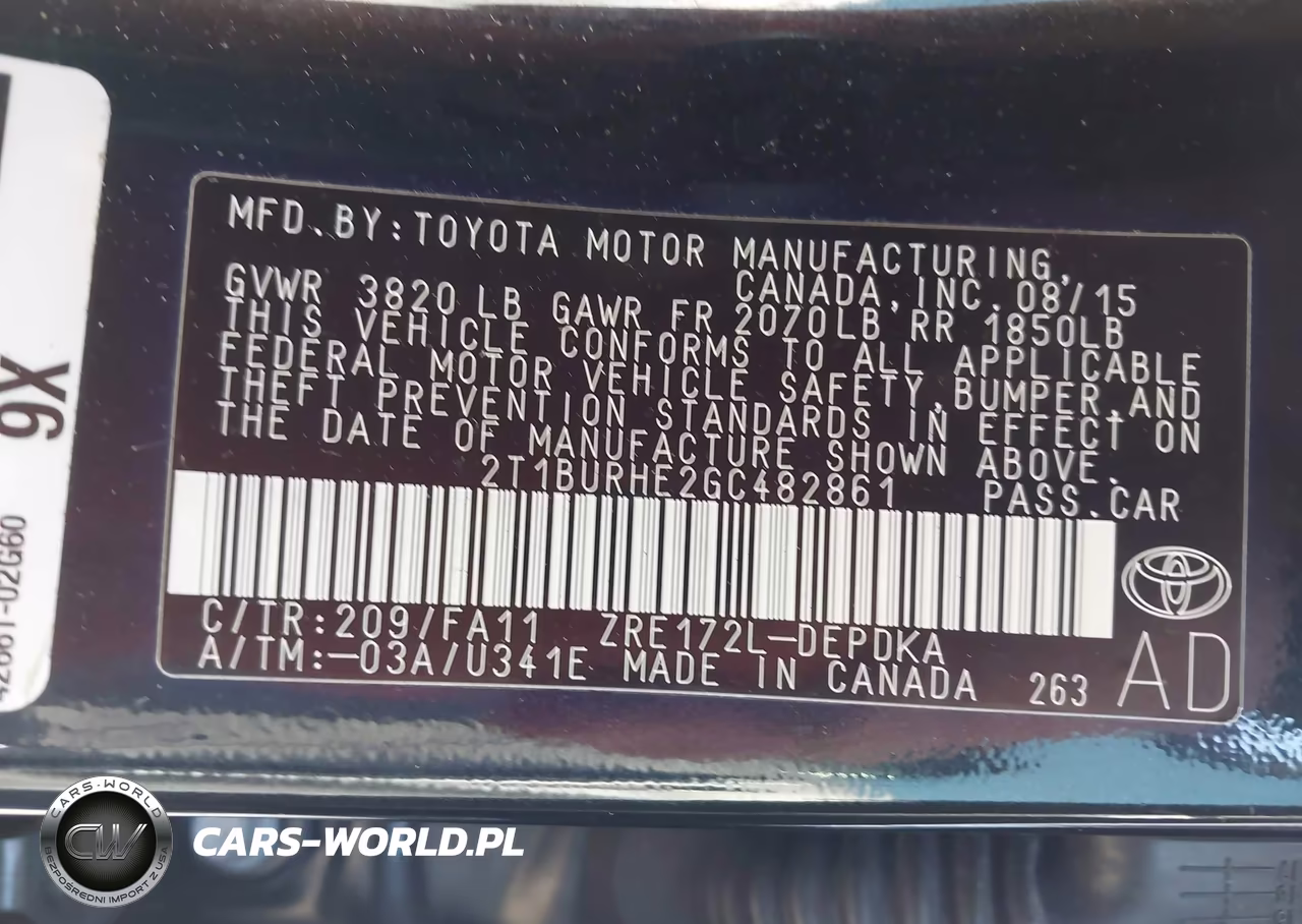 2016 Toyota Corolla L VIN:2T1BURHE2GC482861 - 9