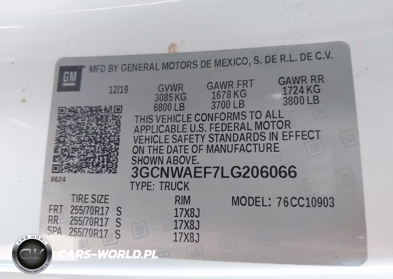 2020 Chevrolet Silverado 1500 2Wd Long Bed Wt VIN:3GCNWAEF7LG206066 - 9