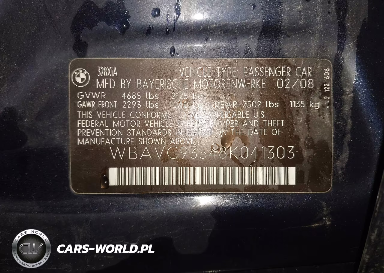 2008 BMW 328Xi VIN:WBAVC93548K041303 - 9