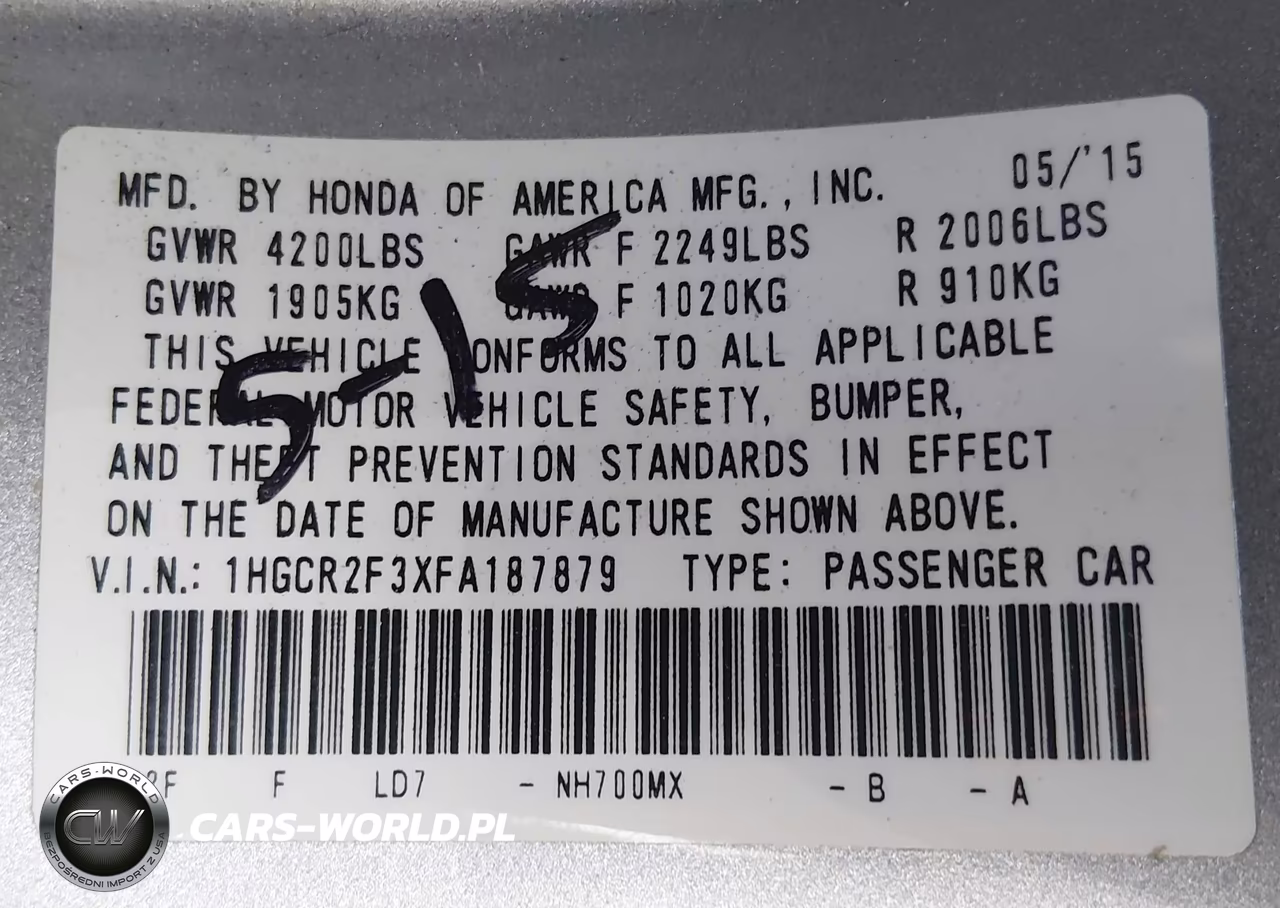 2015 Honda Accord Lx VIN:1HGCR2F3XFA187879 - 9